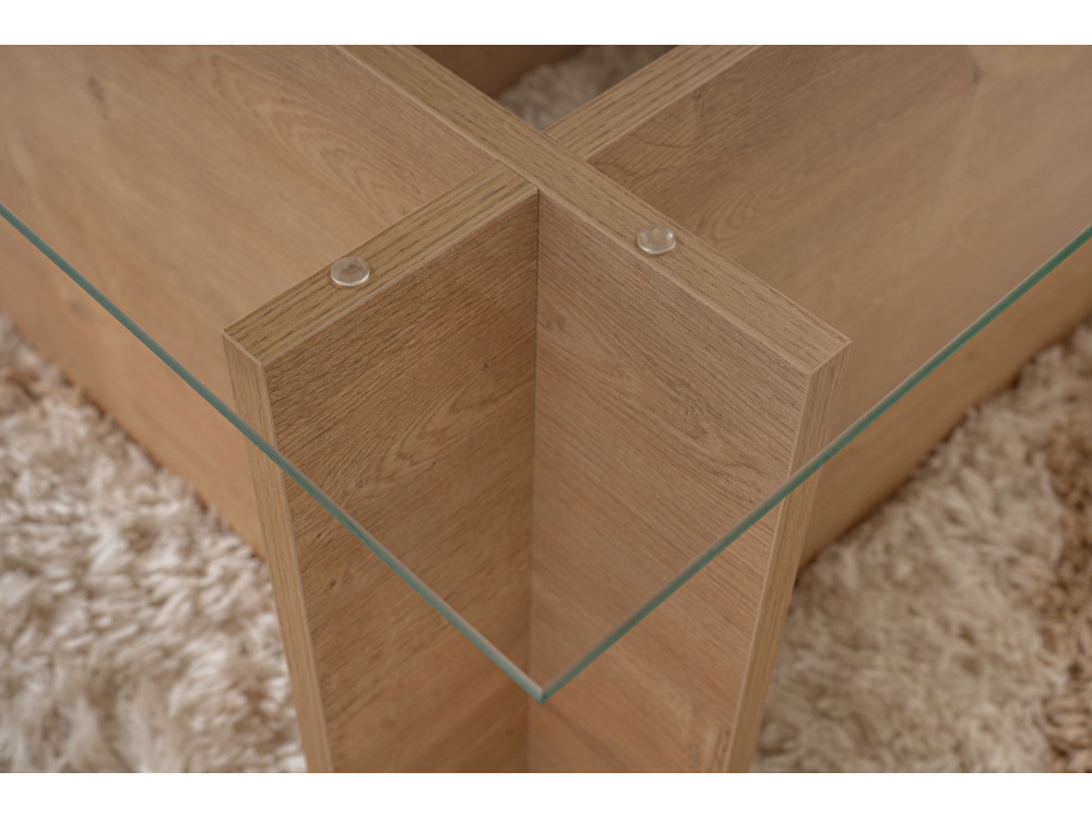 Glas-Couchtisch "Vetrino" 105 x 65 x 40 cm - Honigeiche