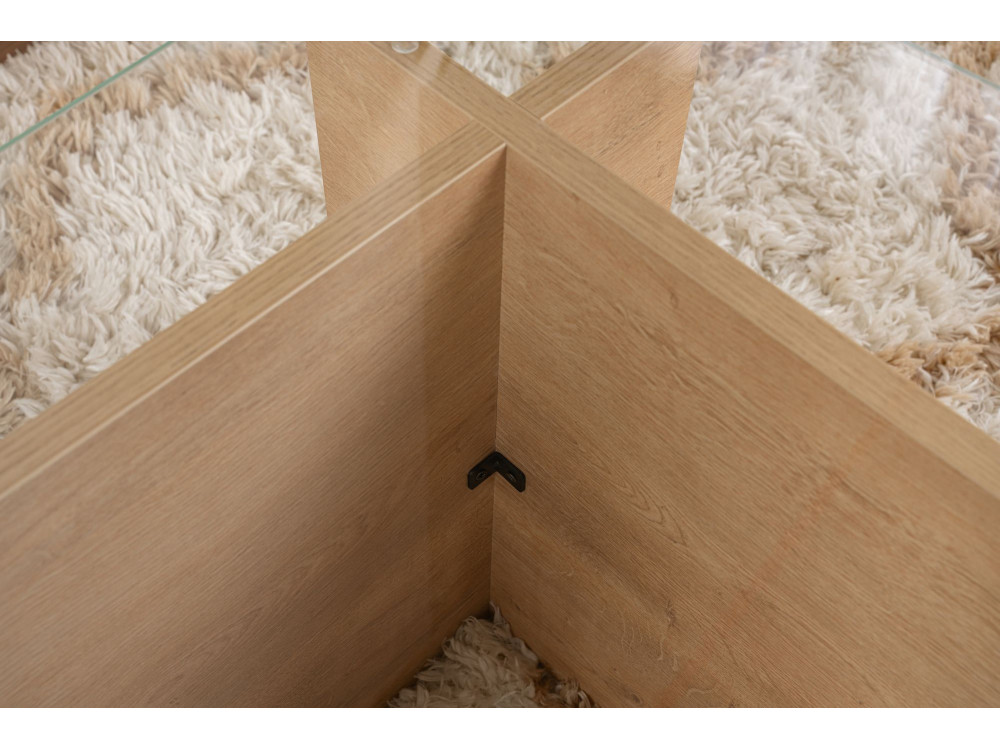 Glas-Couchtisch "Vetrino" 105 x 65 x 40 cm - Honigeiche