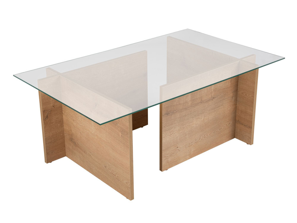 Glas-Couchtisch "Vetrino" 105 x 65 x 40 cm - Honigeiche