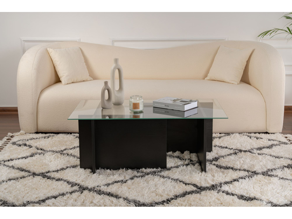 Couchtisch aus Glas "Vetrino" 105 x 65 x 40 cm - Holz Schwarz