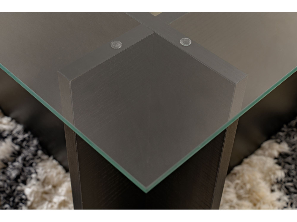 Couchtisch aus Glas "Vetrino" 105 x 65 x 40 cm - Holz Schwarz