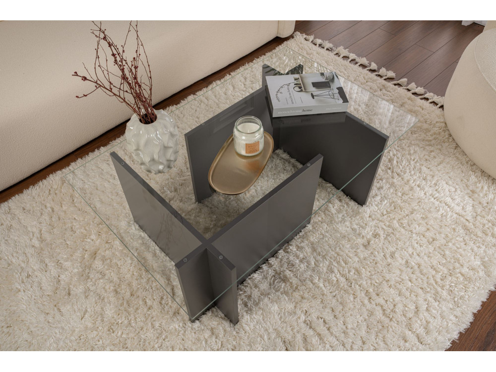 Couchtisch aus Glas "Vetrino" 105 x 65 x 40 cm - Anthrazit