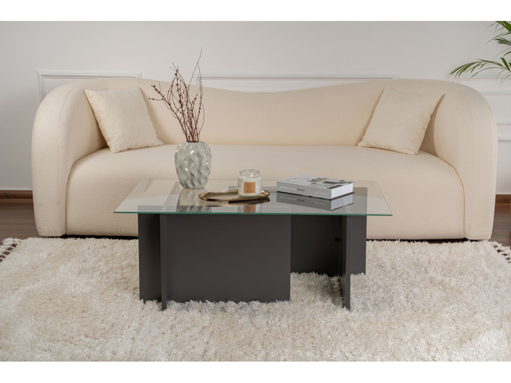 Couchtisch aus Glas "Vetrino" 105 x 65 x 40 cm - Anthrazit