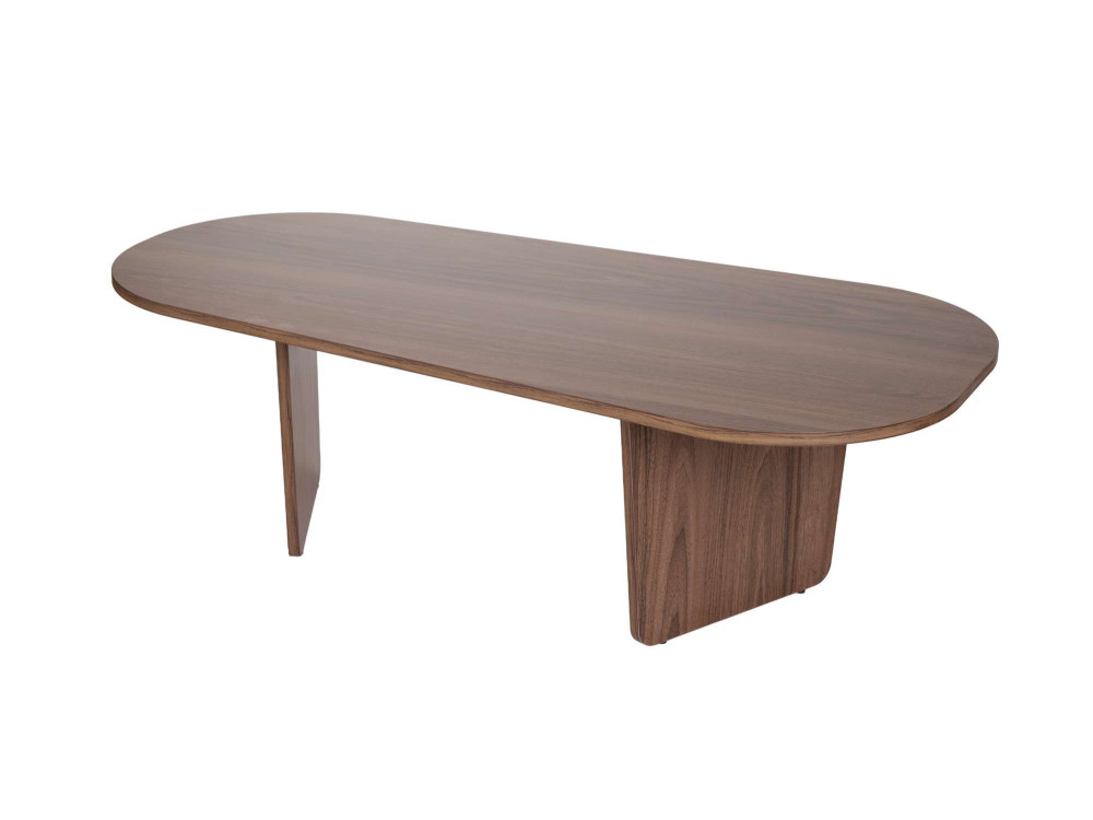 Couchtisch „Ovalis“ aus Holz – 130 x 65 x 40 cm – Nussbaum