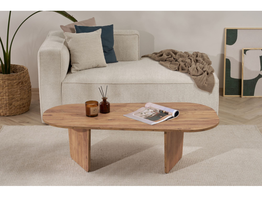 Couchtisch „Ovalis“ aus Holz – 130 x 65 x 40 cm – Atlantische Kiefer