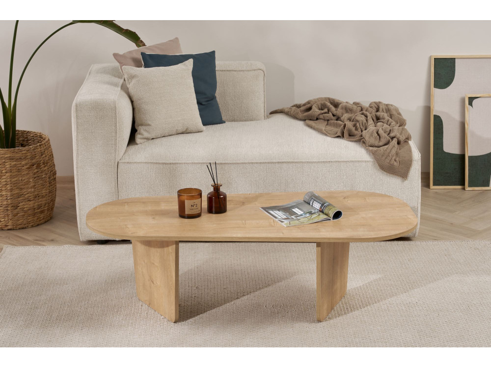 Couchtisch „Ovalis“ aus Holz – 130 x 65 x 40 cm – Eiche
