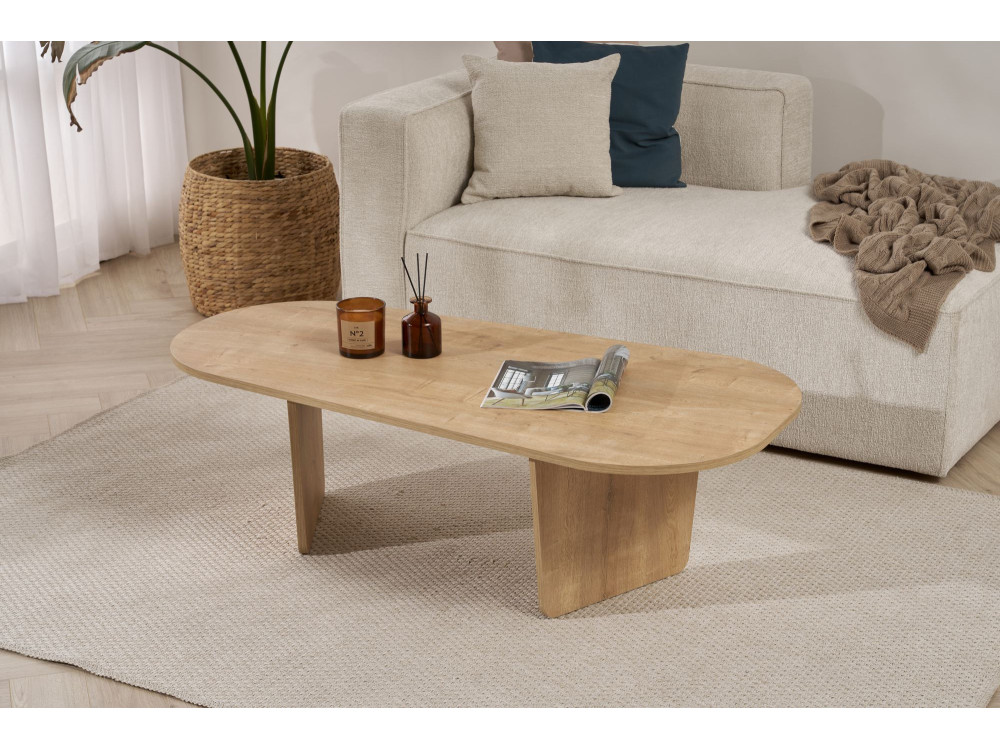 Couchtisch „Ovalis“ aus Holz – 130 x 65 x 40 cm – Eiche