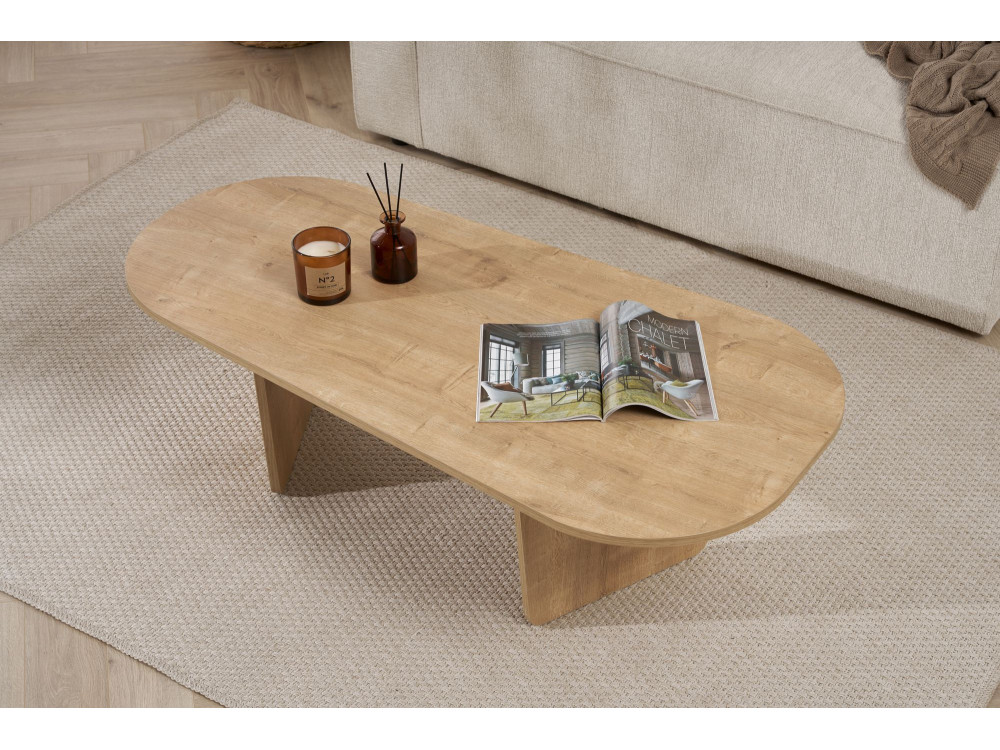 Couchtisch „Ovalis“ aus Holz – 130 x 65 x 40 cm – Eiche