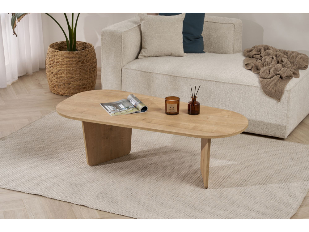 Couchtisch „Ovalis“ aus Holz – 130 x 65 x 40 cm – Eiche