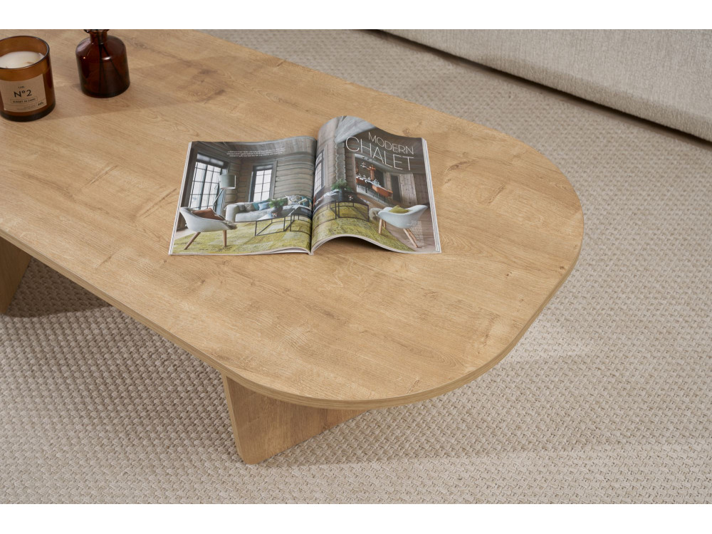 Couchtisch „Ovalis“ aus Holz – 130 x 65 x 40 cm – Eiche