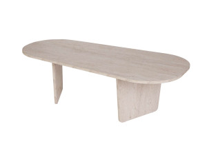 Couchtisch „Ovalis“ aus Holz – 130 x 65 x 40 cm – Travertin