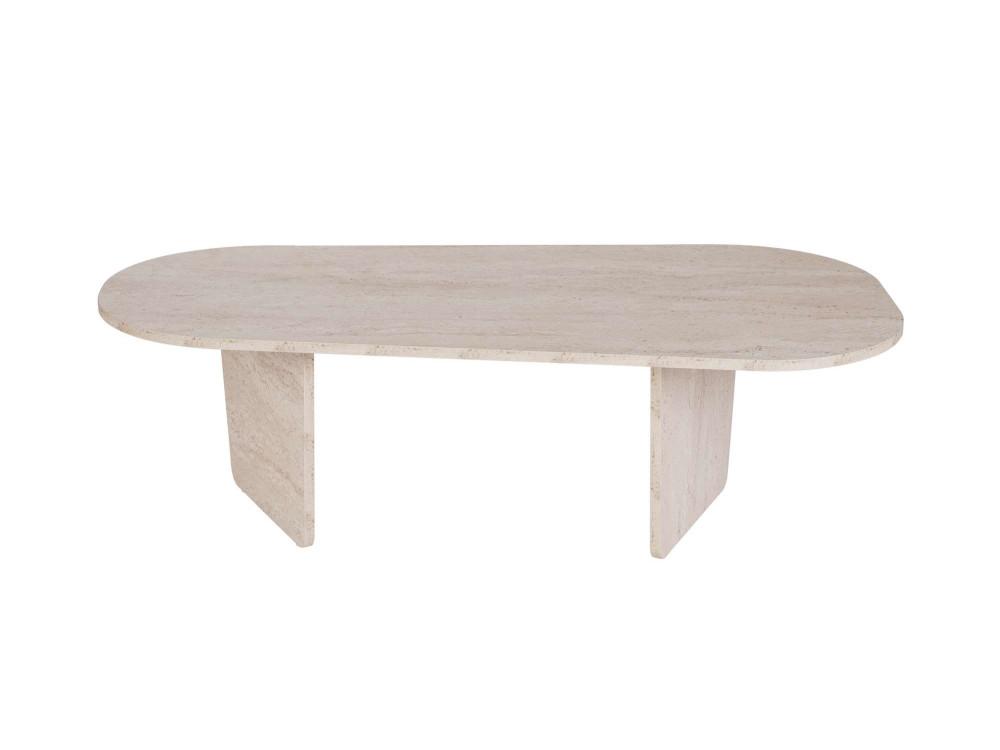 Couchtisch „Ovalis“ aus Holz – 130 x 65 x 40 cm – Travertin