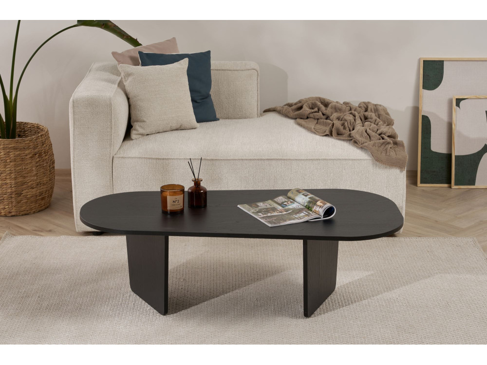 Couchtisch „Ovalis“ aus Holz – 130 x 65 x 40 cm – Schwarzes Holz