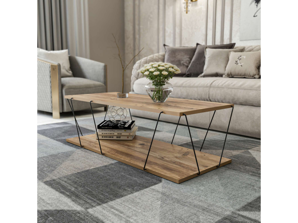 Couchtisch aus Holz "Zisino" - 120 x 50 x 30 cm - Braun