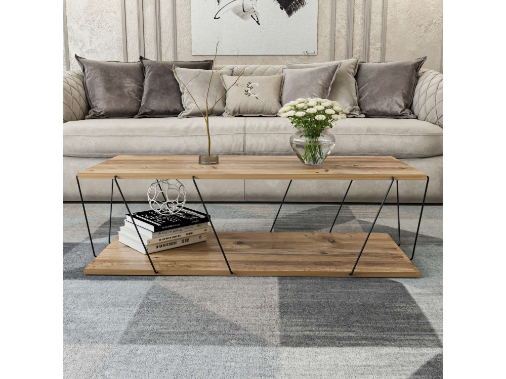 Couchtisch aus Holz "Zisino" - 120 x 50 x 30 cm - Braun