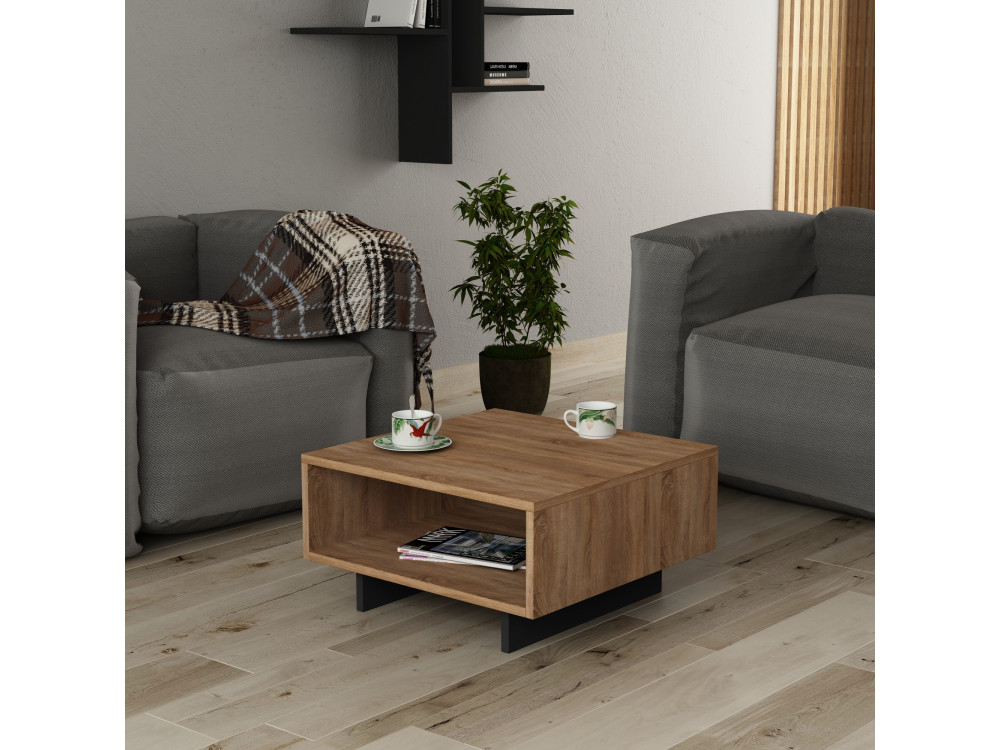 Holz-Couchtisch "Hola" - 60 x 60 x 32 cm - EicheAnthrazit