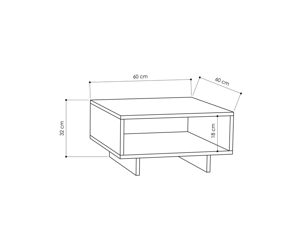 Holz-Couchtisch "Hola" - 60 x 60 x 32 cm - EicheAnthrazit