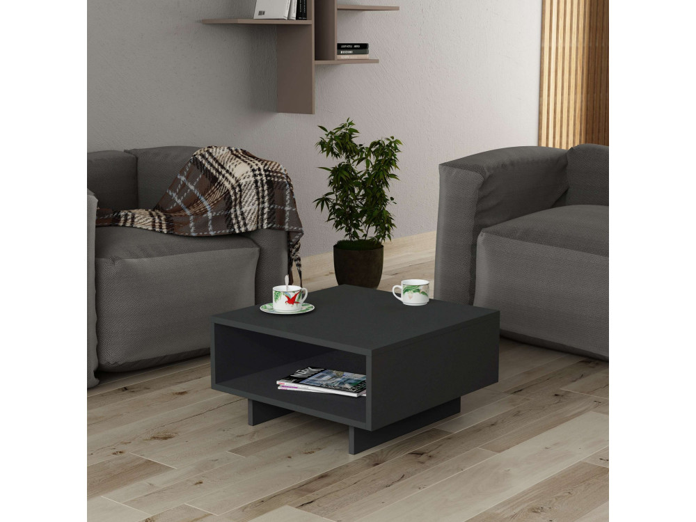 Couchtisch aus Holz "Hola" - 60 x 60 x 32 cm - Anthrazitgrau