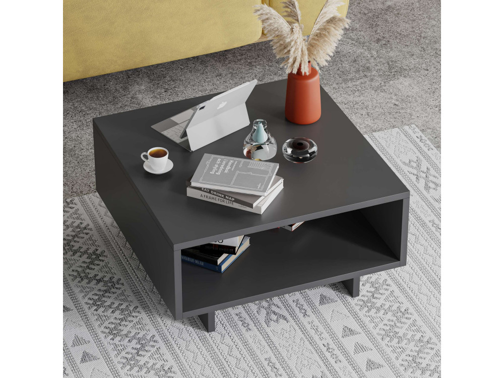 Couchtisch aus Holz "Hola" - 60 x 60 x 32 cm - Anthrazitgrau