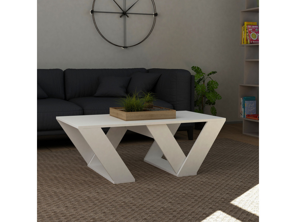 Couchtisch aus Holz "Pipra" - 110 x 60 x 40 cm - Weiß