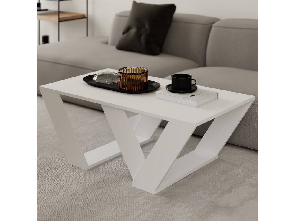 Couchtisch aus Holz "Pipra" - 110 x 60 x 40 cm - Weiß