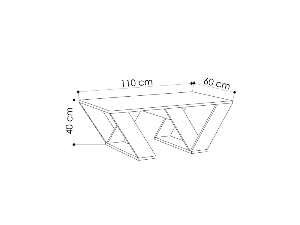 Couchtisch aus Holz "Pipra" - 110 x 60 x 40 cm - Weiß