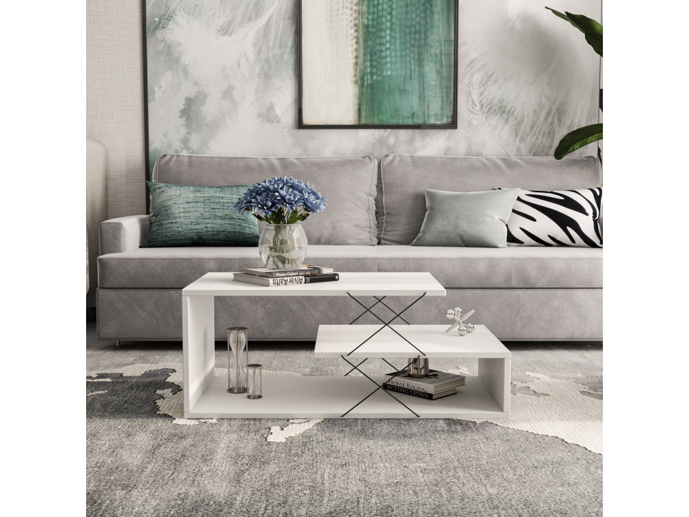 Couchtisch aus Holz "Cayenne" - 100 x 50 x 40 cm - Weiß