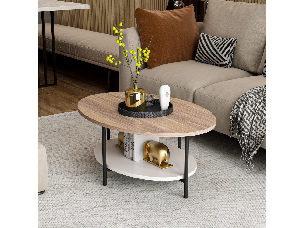 Couchtisch „Elis“ aus Holz – 90 x 60 x 36 cm – Weißeiche
