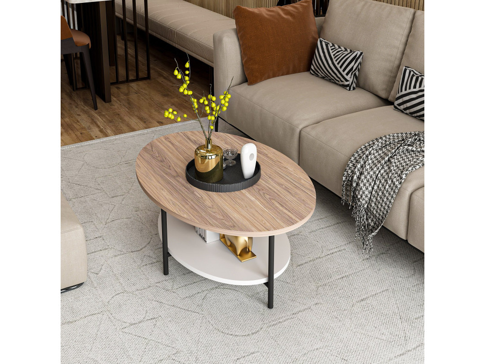 Couchtisch „Elis“ aus Holz – 90 x 60 x 36 cm – Weißeiche