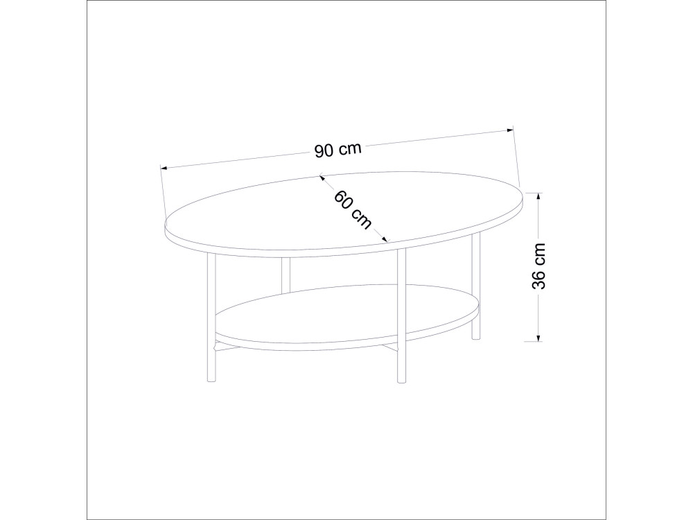 Couchtisch „Elis“ aus Holz – 90 x 60 x 36 cm – Weißeiche