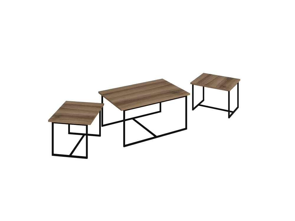 Satztisch (3 Teile) aus Holz "Levada" - 90 x 60 x 42 cm - Nussbaum