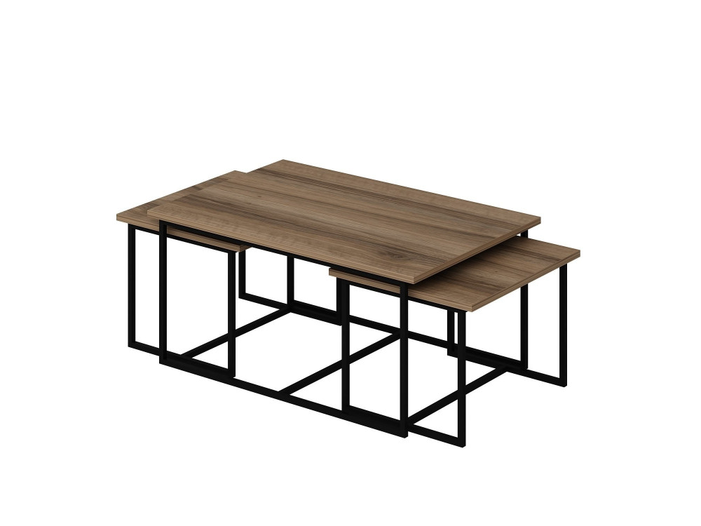 Satztisch (3 Teile) aus Holz "Levada" - 90 x 60 x 42 cm - Nussbaum