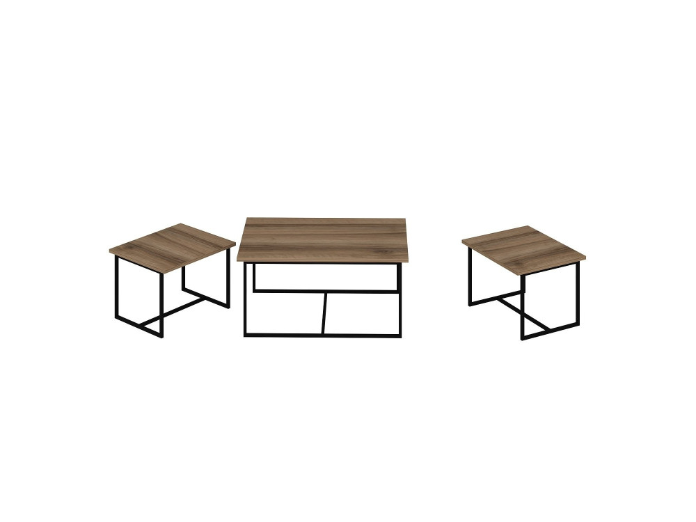 Satztisch (3 Teile) aus Holz "Levada" - 90 x 60 x 42 cm - Nussbaum