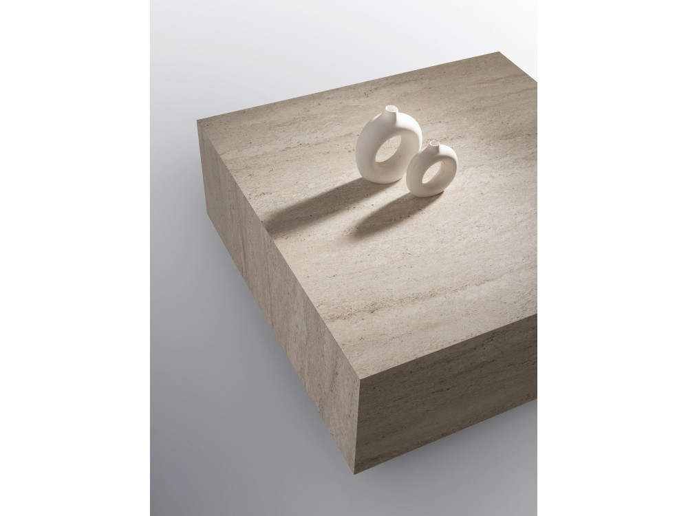 Couchtisch aus Holz "Lizbon" - 90 x 90 x 35 cm - Travertin