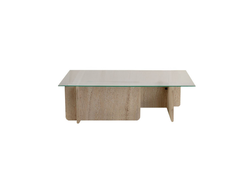 Couchtisch „Flavio“ aus Holz – 105 x 65 x 30 cm – Travertin