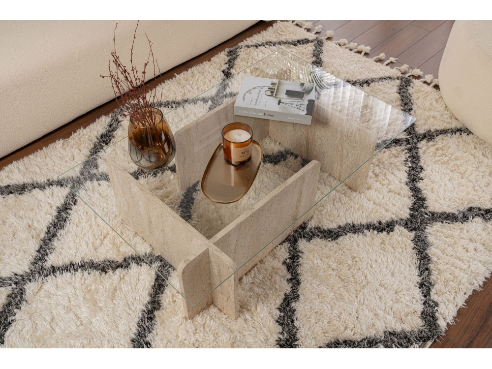 Couchtisch „Flavio“ aus Holz – 105 x 65 x 30 cm – Travertin