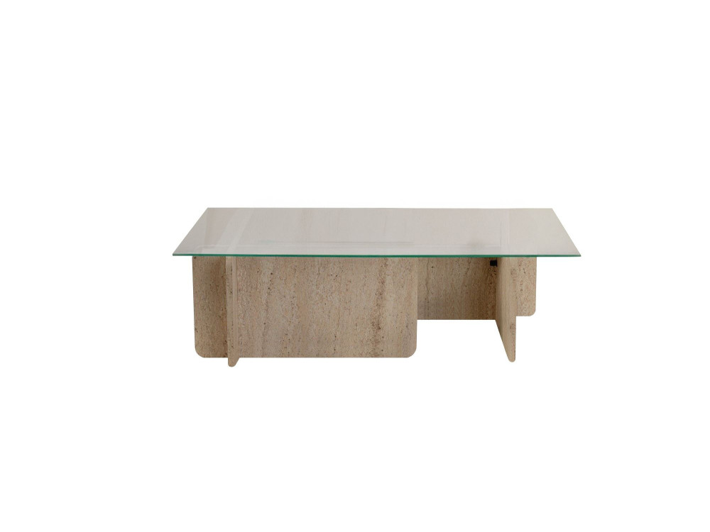 Couchtisch „Flavio“ aus Holz – 105 x 65 x 30 cm – Travertin