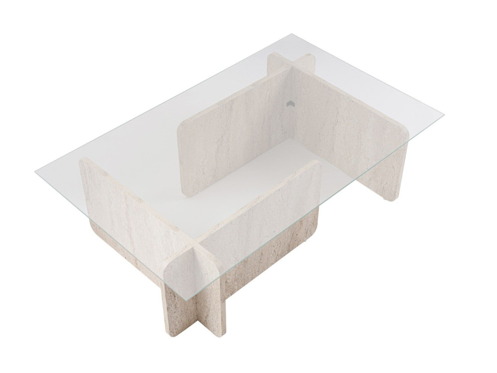 Couchtisch „Flavio“ aus Holz – 105 x 65 x 30 cm – Travertin