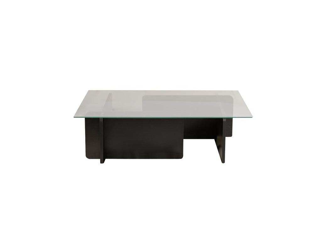 Couchtisch aus Glas "Flavio" 105 x 65 x 30 cm - Holz Schwarz