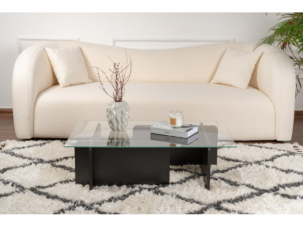 Couchtisch aus Glas "Flavio" 105 x 65 x 30 cm - Holz Schwarz
