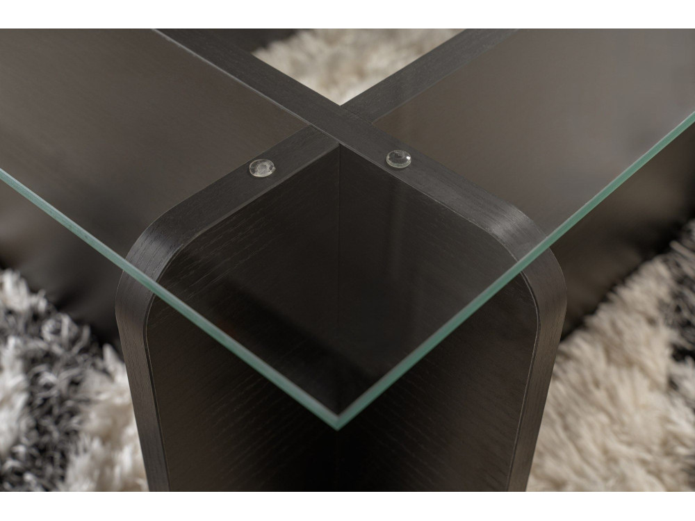 Couchtisch aus Glas "Flavio" 105 x 65 x 30 cm - Holz Schwarz