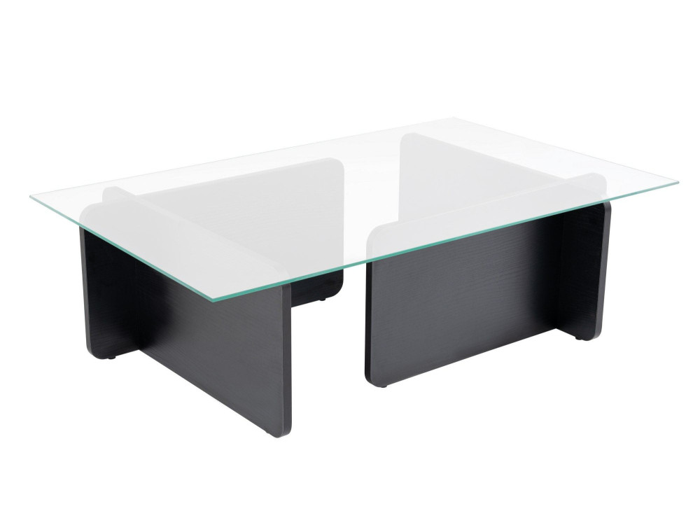 Couchtisch aus Glas "Flavio" 105 x 65 x 30 cm - Holz Schwarz