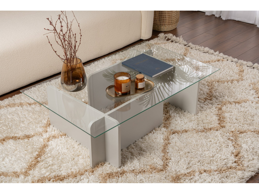 Couchtisch aus Glas "Flavio" 105 x 65 x 30 cm - Grau