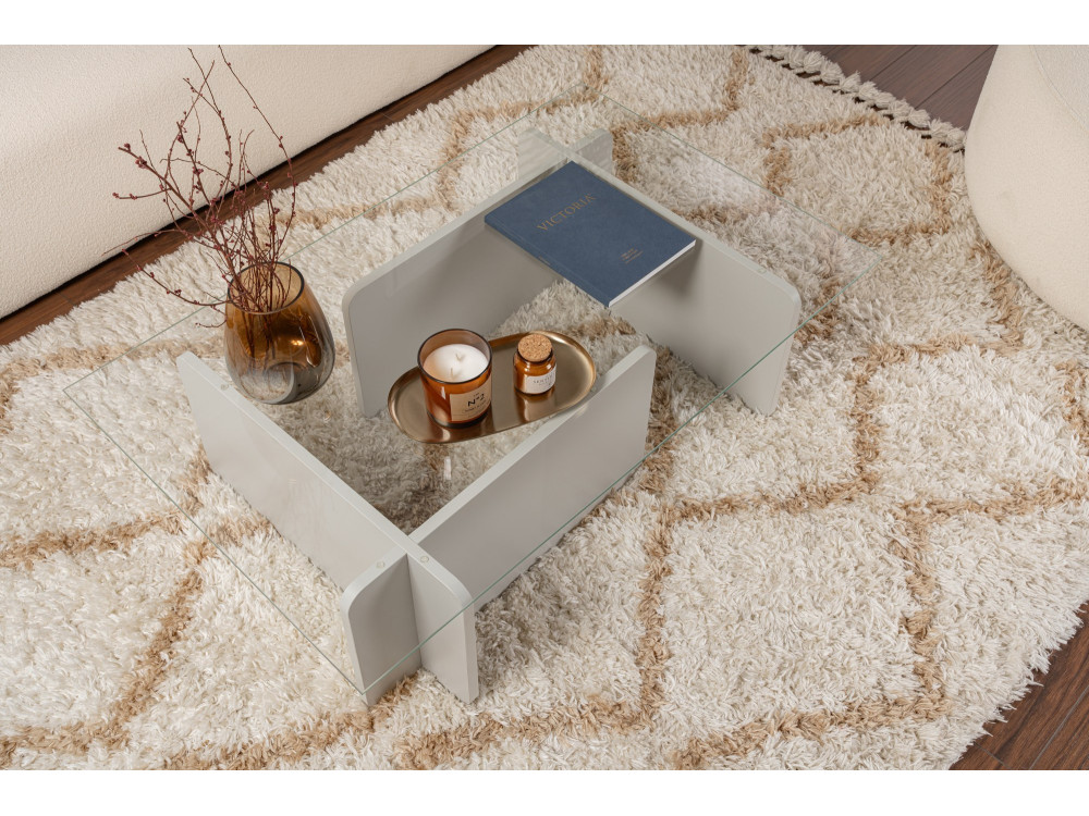 Couchtisch aus Glas "Flavio" 105 x 65 x 30 cm - Grau