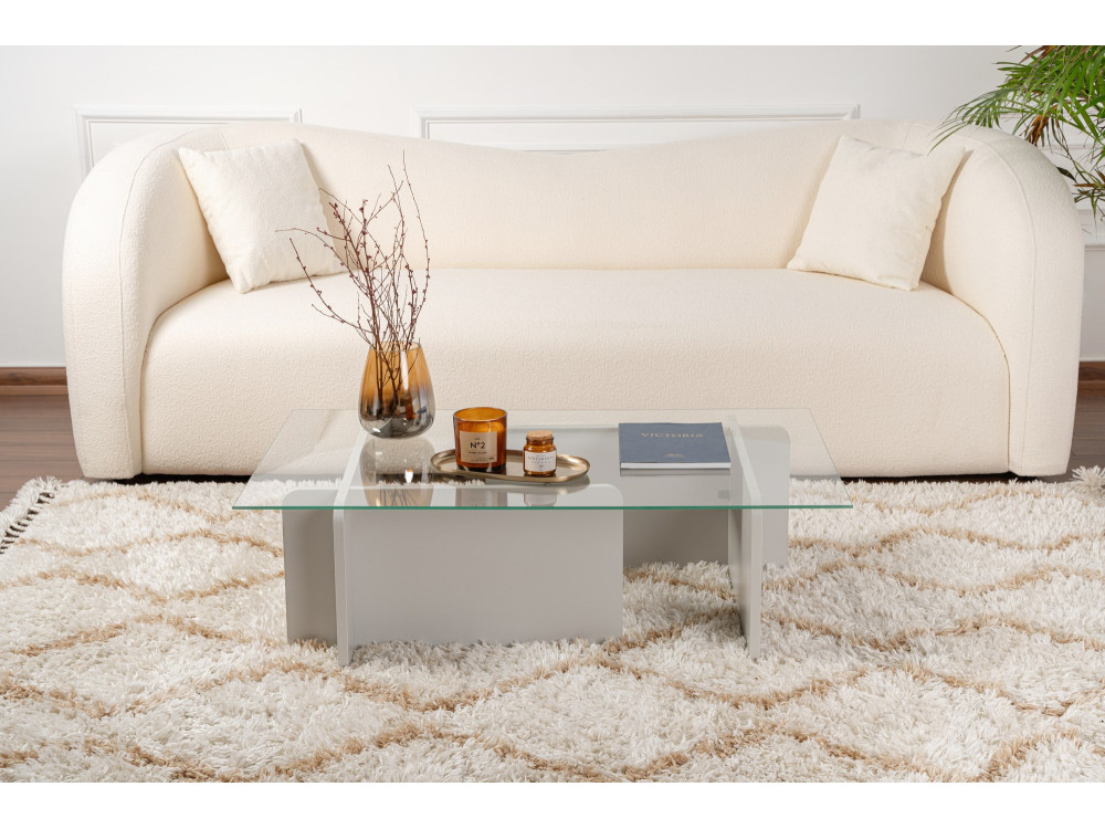 Couchtisch aus Glas "Flavio" 105 x 65 x 30 cm - Grau