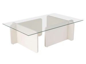 Couchtisch aus Glas "Flavio" 105 x 65 x 30 cm - Weißes Holz