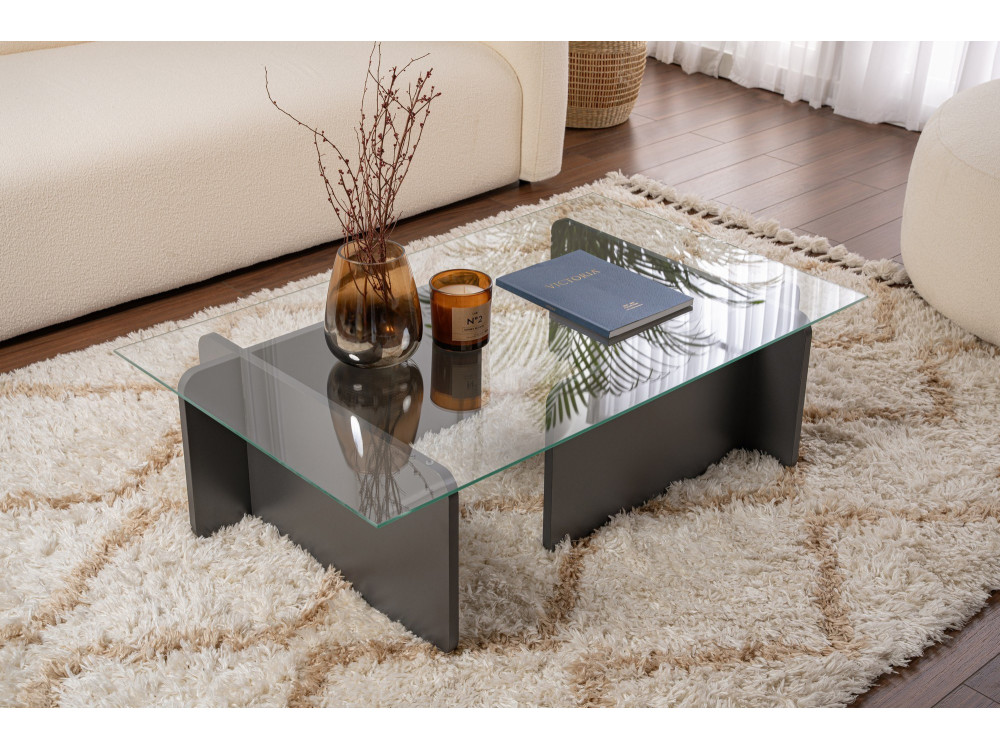 Glas-Couchtisch "Flavio" 105 x 65 x 30 cm - Anthrazit