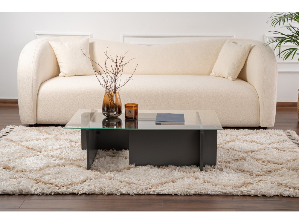 Glas-Couchtisch "Flavio" 105 x 65 x 30 cm - Anthrazit