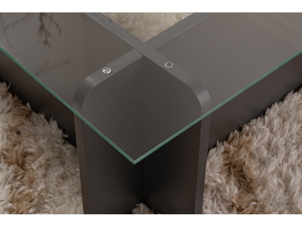 Glas-Couchtisch "Flavio" 105 x 65 x 30 cm - Anthrazit