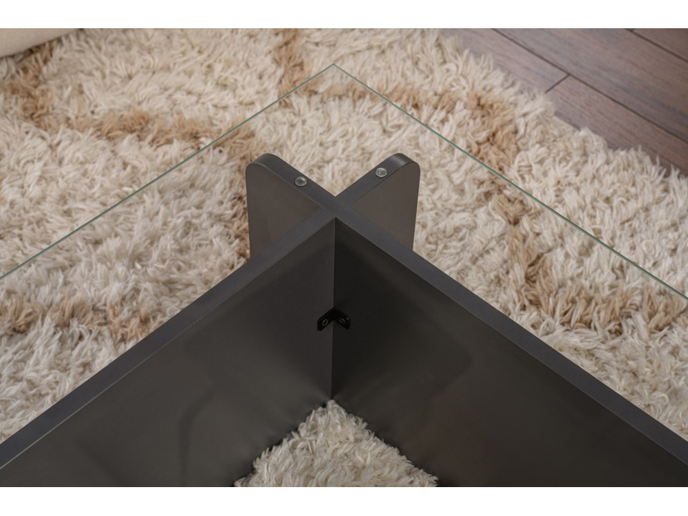 Glas-Couchtisch "Flavio" 105 x 65 x 30 cm - Anthrazit